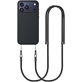 Thickened Crossbody Strap (Without Case) Compatible with Iphone 17/Air/Pro/Max Phone Cases and Other Device with Dual Lanyard Holes, Adjustable Hands-free Shoulder Neck Camera Phone Strap (Black)