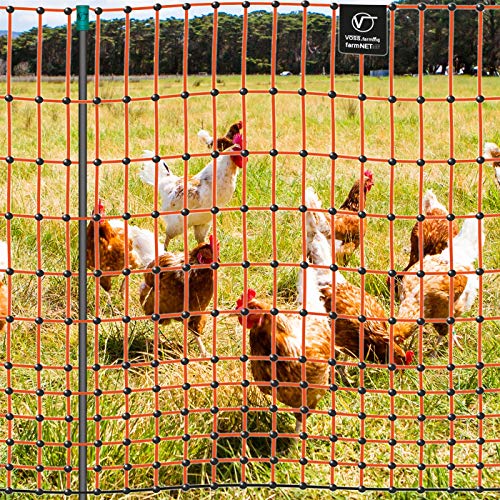 VOSS.farming farmNET 50m Elektronetz 112cm Hühnernetz Geflügelnetz Hühnerzaun Geflügelzaun 16 Pfähle 2 Spitzen orange – Bild 4