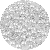 Mulutoo 200PCS 14mm Round Half Pearls for Crafts Jewelry Scrapbooking, White