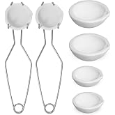Novellaire 8 Pcs Crucibles Kit for Melting Metal Like Gold and Silver | 4 Ceramic Quartz Crucibles, 2 Upgraded and Enlarged Ceramic Quartz Crucibles, 2 Pcs Whipclip Handle 2a