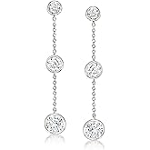 Ross-Simons 2.00 ct. t.w. Bezel-Set CZ Linear Drop Earrings in Sterling Silver