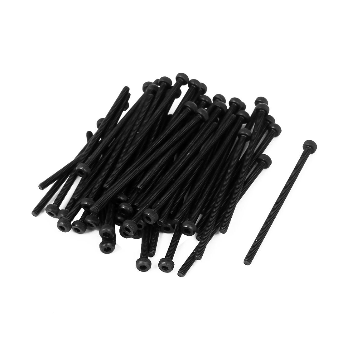 sourcingmap M2x40mm Fully Thread Hex Socket Head Knurled Cap Screw Bolt Black 50pcs