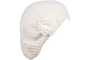 BE YOUR OWN STYLE BYOS Ladies Winter Solid Chic Slouchy Ribbed Crochet Knit Beret Beanie Hat W/WO Flower Adornment