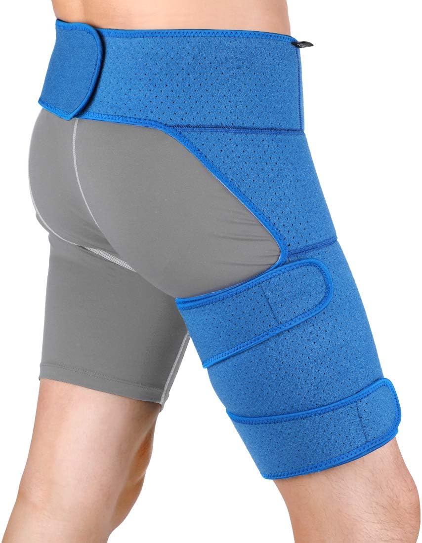 DOACT Hip Brace and Groin Support for Men and Women，Adjustable Neoprene Compression Wrap for