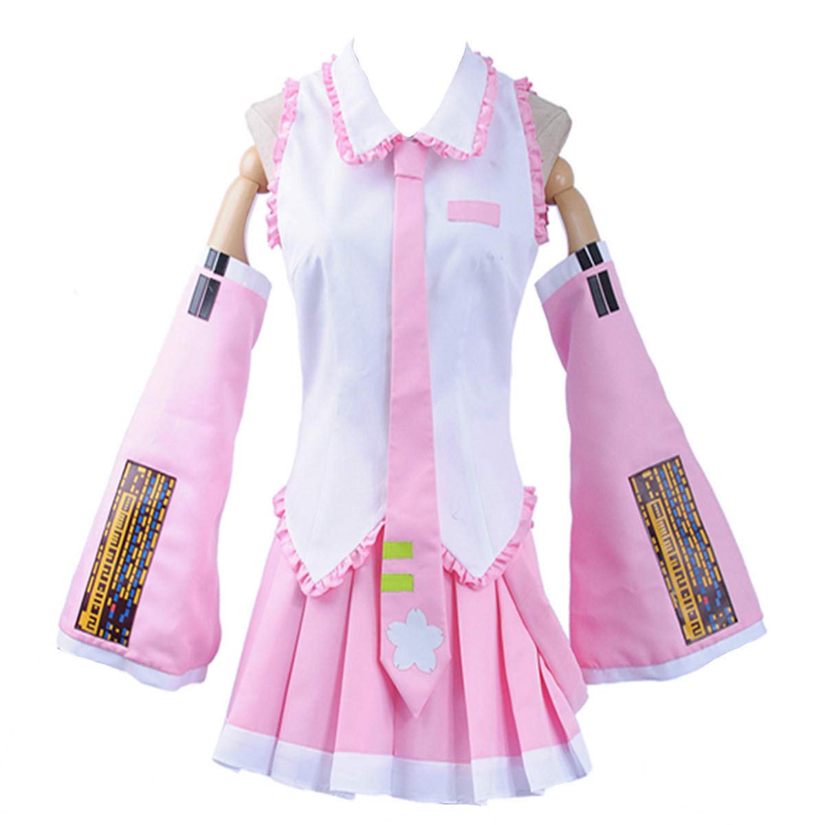 Women's Lolita Concert Dress Cosplay Costume Pink Skirt Top Ruffle Outfit with Gift Sakura Hair Pins