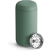 Fellow 12 oz Carter Move Travel Mug - Vacuum-Insulated Stainless Steel Travel Coffee Mug - Coffee Tumbler with Ceramic Interior and Splash Guard - Smoke Green