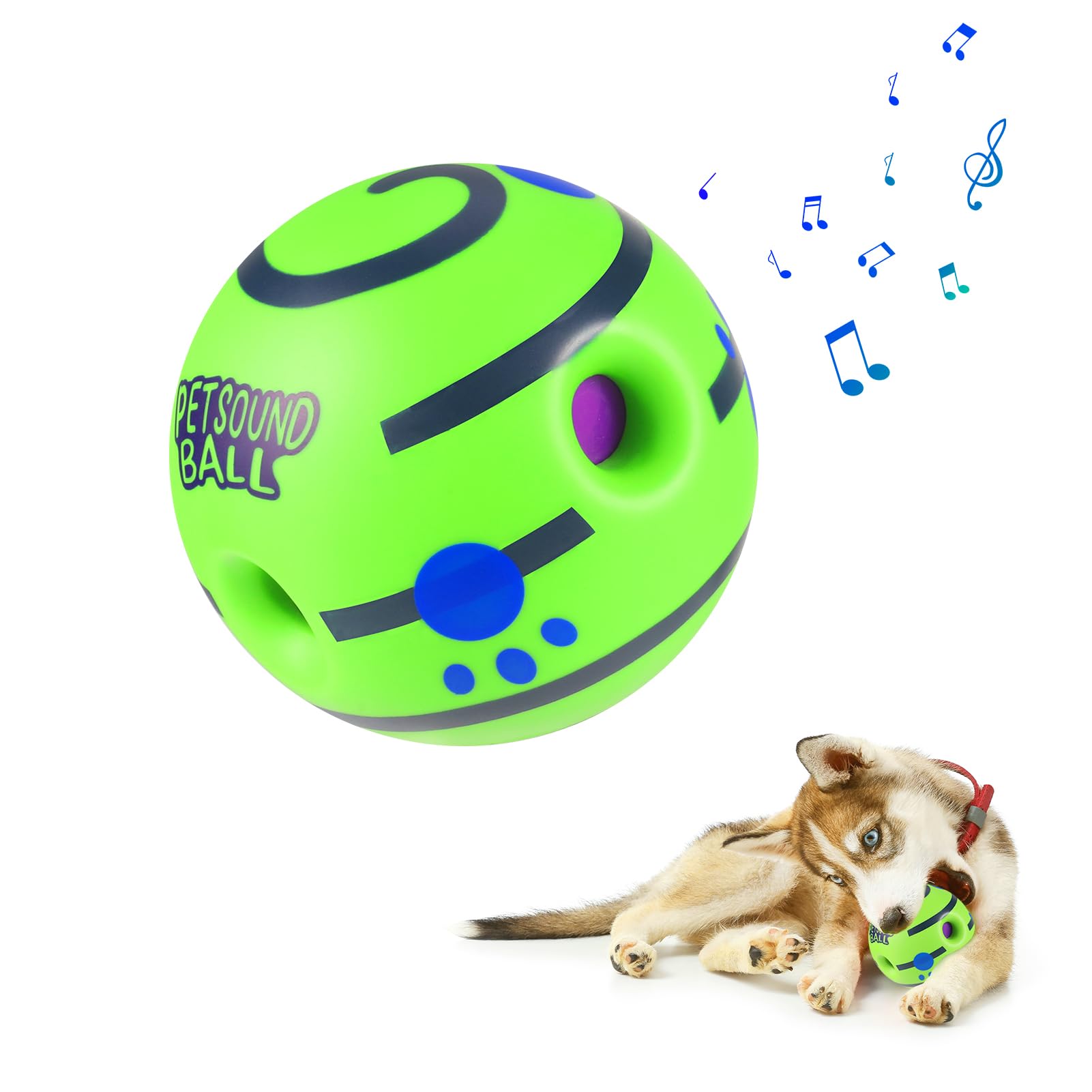 Radsocken Dogs Giggle Balls, 11cm Interactive Dog Ball Toy, 5inch Dog Squeaky Toys with Unique Sounds Dental Health Chew Toy for Dog Puppy Training