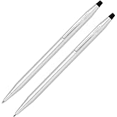 Cross Classic Century Lustrous Chrome Pen &amp; 0.7mm Pencil Set, Gift-Ready | Writing Instrument Set for Effortless Writing and Everyday Notes, Ballpoint Pen and Mechanical Pencil, Slim Profile
