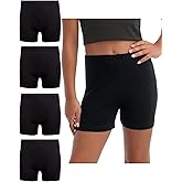 Rene Rofe Girls Athletic Shorts - 4 Pack Soft Stretch Breathable Girls Bike Shorts Four-Way Stretch Cheer Dance Sports Short