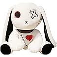 LVQING Rabbit Plush Doll, Crazy Rabbit Plush Toy, Halloween Scary Rabbit Stuffed Animal Long Ears Standing Toy, Suitable for Fans Easter Christmas Birthday Gift.(Color :11.8in White)