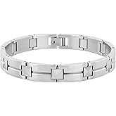 Men's Stainless Steel & Tungsten Peak Pyramid Link Bracelet - Sophisticated Design, 8.75"
