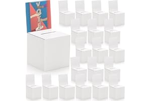Cedilis 20 Pack Cardboard Ballot Boxes for Ticket, 6x6x6 inches Raffle Box, Suggestions Voting Donation Boxes with Slot and Header for Charity, Whtie