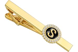 HAWSON 2.2 Inch Tie Clips for Men 18K Gold Color (A-Z Initial) for Men's Fashion Accessories Wedding Day Wearing,Men’s Jewelry or Gifts for Him,Birthday Anniversary