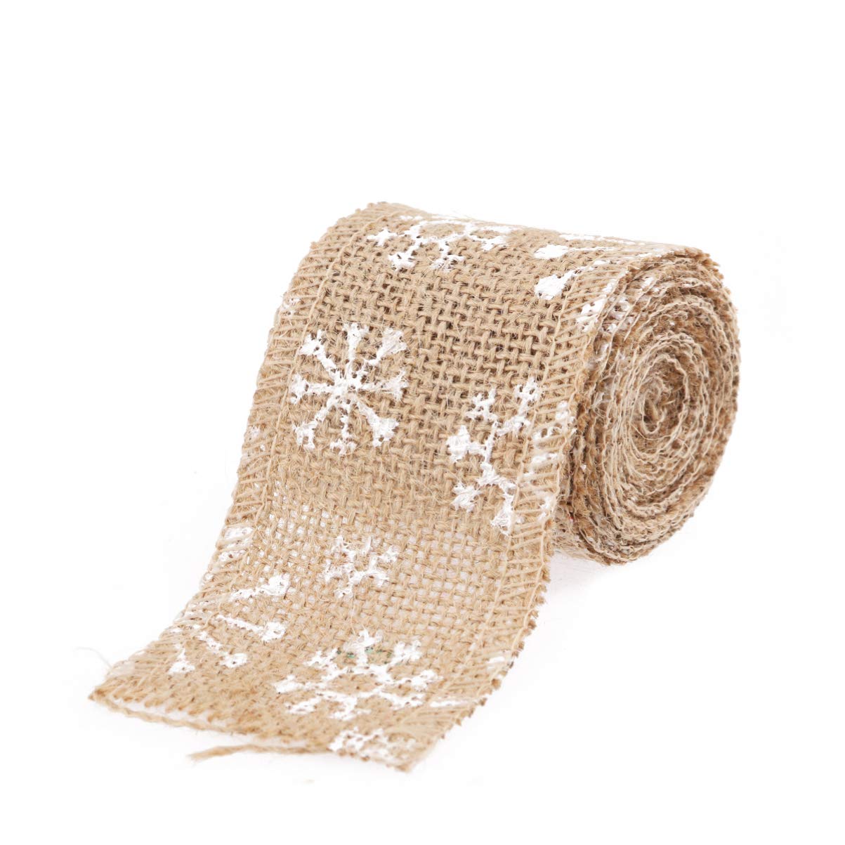 2M 6CM Snowflake Burlap Ribbon Christmas Ribbon Snowflake Craft for Table Party Wedding