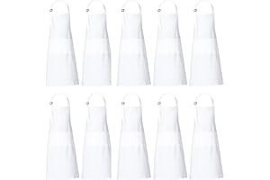 RAJRANG 100% Cotton Cooking Apron with 3 Pockets Kitchen Chef BBQ Adjustable Bib Aprons for Women Men