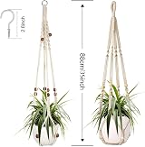 Augshy Macrame Plant Hanger 2 Pack 35" White Indoor Decorative Holder view 2