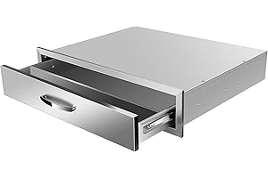 KODOM Outdoor Kitchen Single Drawer 30Wx23Dx6.5H Inches BBQ Drawer Stainless Steel Access Drawers with Exquisite Handle for Outdoor Kitchen Island or Grill Station