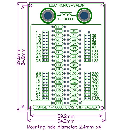 Electronics-Salon 1uH to 1000uH E12 Standard 37 Values Programmable Inductor Board.