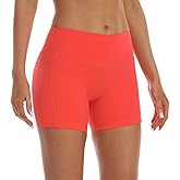 HOKOYI High Waisted Biker Shorts for Women 5'' Tummy Control Running Workout Spandex Athletic Gym Yoga Shorts with Pockets