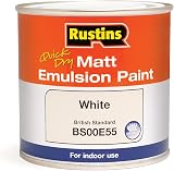 Rustins Matt Emulsion Paint White 500ml – Water Based, Quick Drying