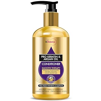 StBotanica Pro Keratin & Argan Oil Smooth Therapy Conditioner, 300ml - Intensive Conditioning For Dry, Damaged & Color Treated Hair, No Parabens or SLS/Sulphate