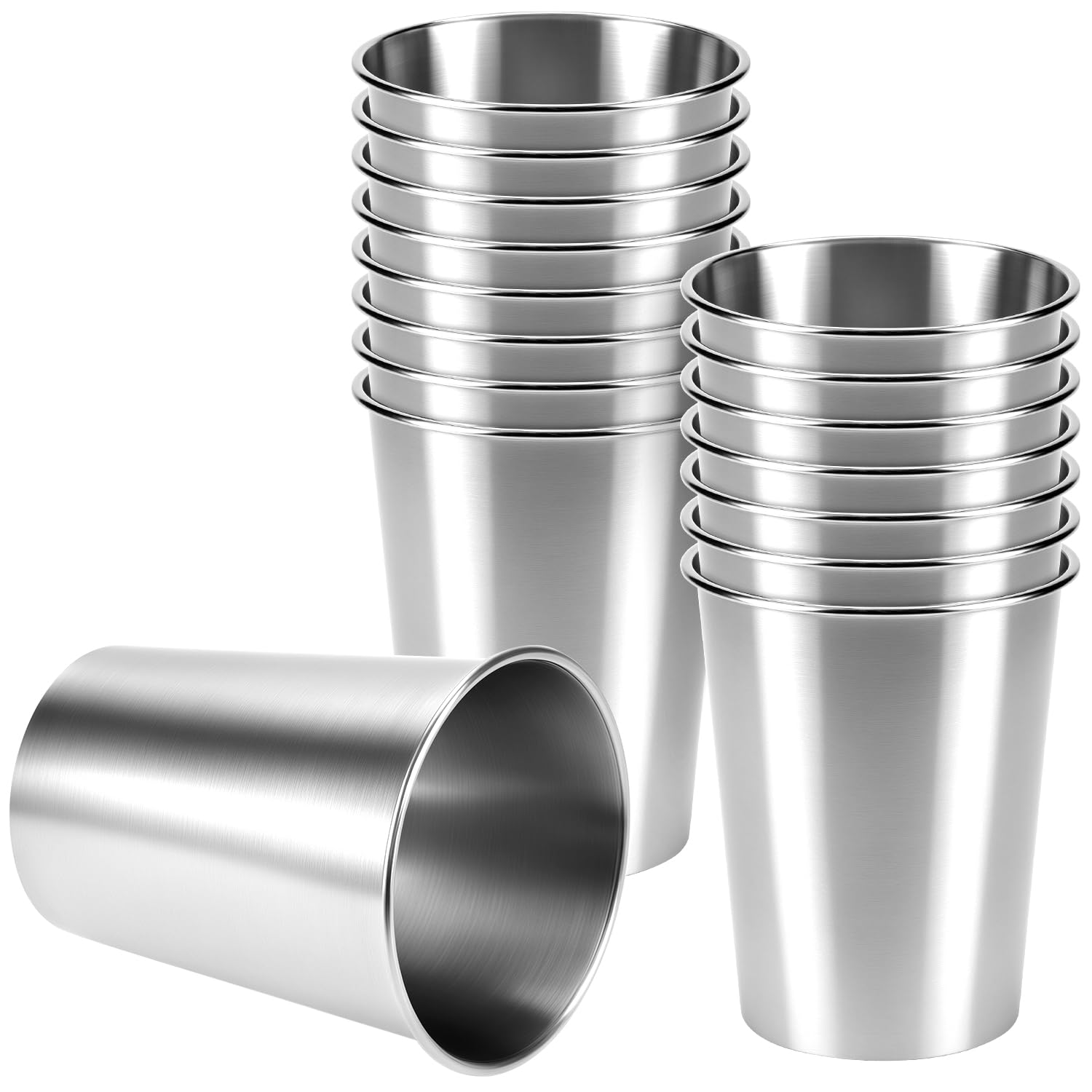 Photo 1 of QWORK 12 Ounce Stainless Steel Pint Cups, 16 Pack 350ml 304 Steel Cup, Metal Drinking Glasses, Shatterproof Cup