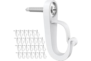 XZUHYE (28-Pack) Q-Hanger Hooks, Screws-in Hooks for Outdoor String Lights and Garage New Year Party or Other Indoor Outdoor Hanging Decorations for House, Safety Buckle Design, Easy Release (White)