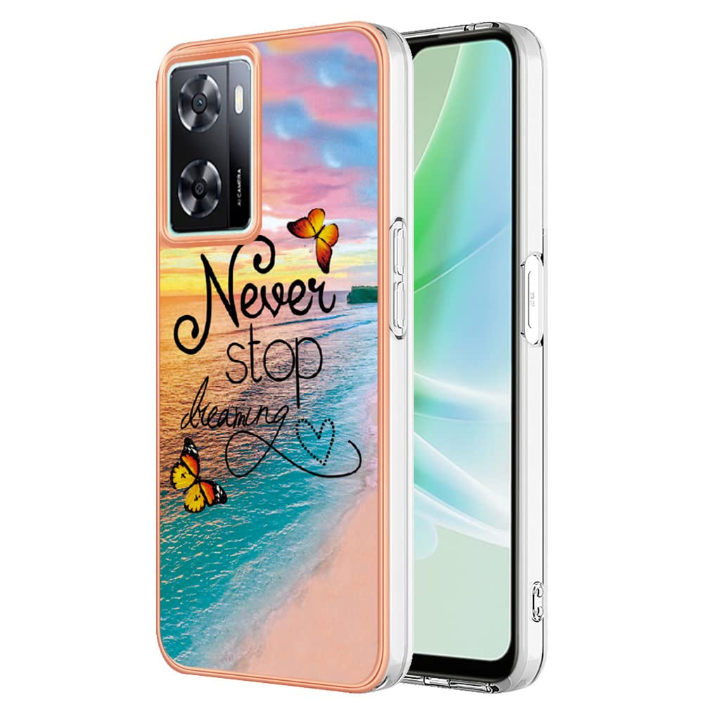 SEAHAI Case for OPPO A57s / OPPO A57 4G, Ultra Thin Premium TPU Bumper Shockproof Hard Cover Fashion Cute Graphic Colorful Silicone Skin Slim Case - Dream butterfly