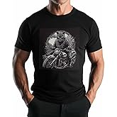 Men's Graphic T-Shirts, Leopard Motorcycle Riding Vintage Tees Crewneck Short Sleeve Tops Summer Casual Streetwear