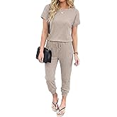 Ekouaer Jumpsuits for Women Dressy Summer Romper Ribbed Knit Casual Travel Outfits 2026 Vacation Beach Clothes