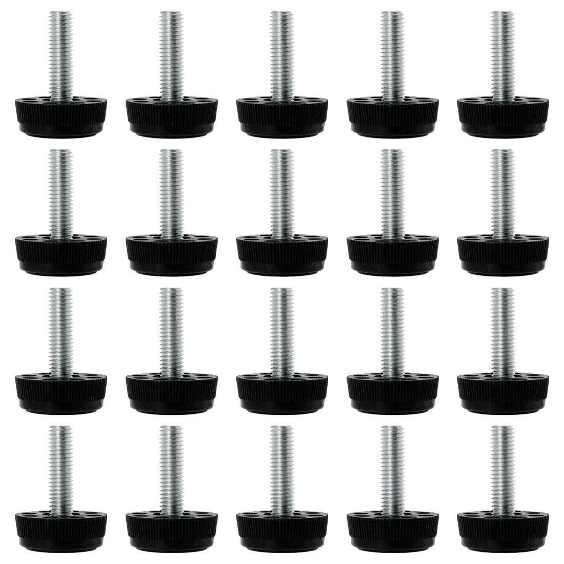 sourcingmap M8 x 28 x 30mm Furniture Glide Leveling Feet Adjustable Leveler Floor Protector for Home Restaurant Table Leg 20 Pack