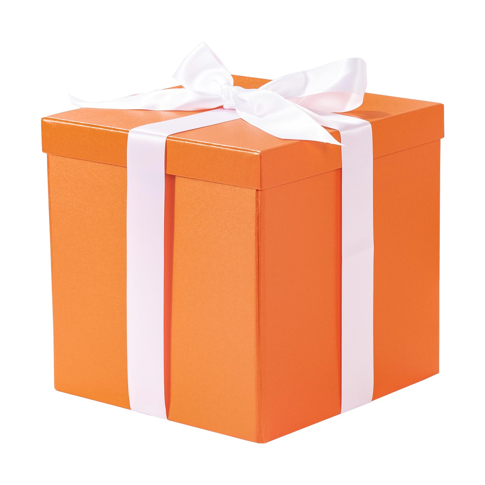 Photo 1 of RUSPEPA Medium Birthday Gift Box with Lids, Ribbon and Tissue Paper, Collapsible Gift Box - 1 Pcs, 10x10x10 Inches, Orange