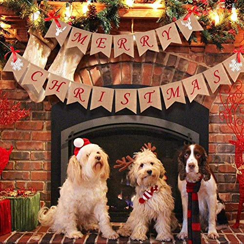 image for SOONAN Merry Christmas Banner Decoration with Snowflake Reindeer Bow R