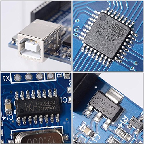 WINGONEER UNO R3 ATmega328P CH340 Development Board Arduino UNO R3 Compatible Arduino IDE Develope Kit Microcontroller with USB Cable