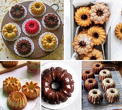 Zorazio 6-Cavity Fluted Tube Cake Pan,3Pcs Silicone Cake Pan, Non-stick Mix Mini Baking Mold for Cupcake Cornbread Brownie Jello