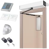 HMWOKPOT 50W Low Energy Handicap Door Opener Electric Automatic Swing Door Opener with 2PCS Remote Controller and Push Buttons for Offices, Hospitals, Hotels,Open Inward