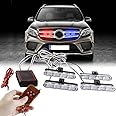 Sidaqi 4 in 1 Red&Blue Emergency Strobe Lights Police Lights for Vehicles 12V with 16 Flashing Patterns Wireless Remote Control Grille Lights Emergency Lights for Vehicles Car Truck Van SUV