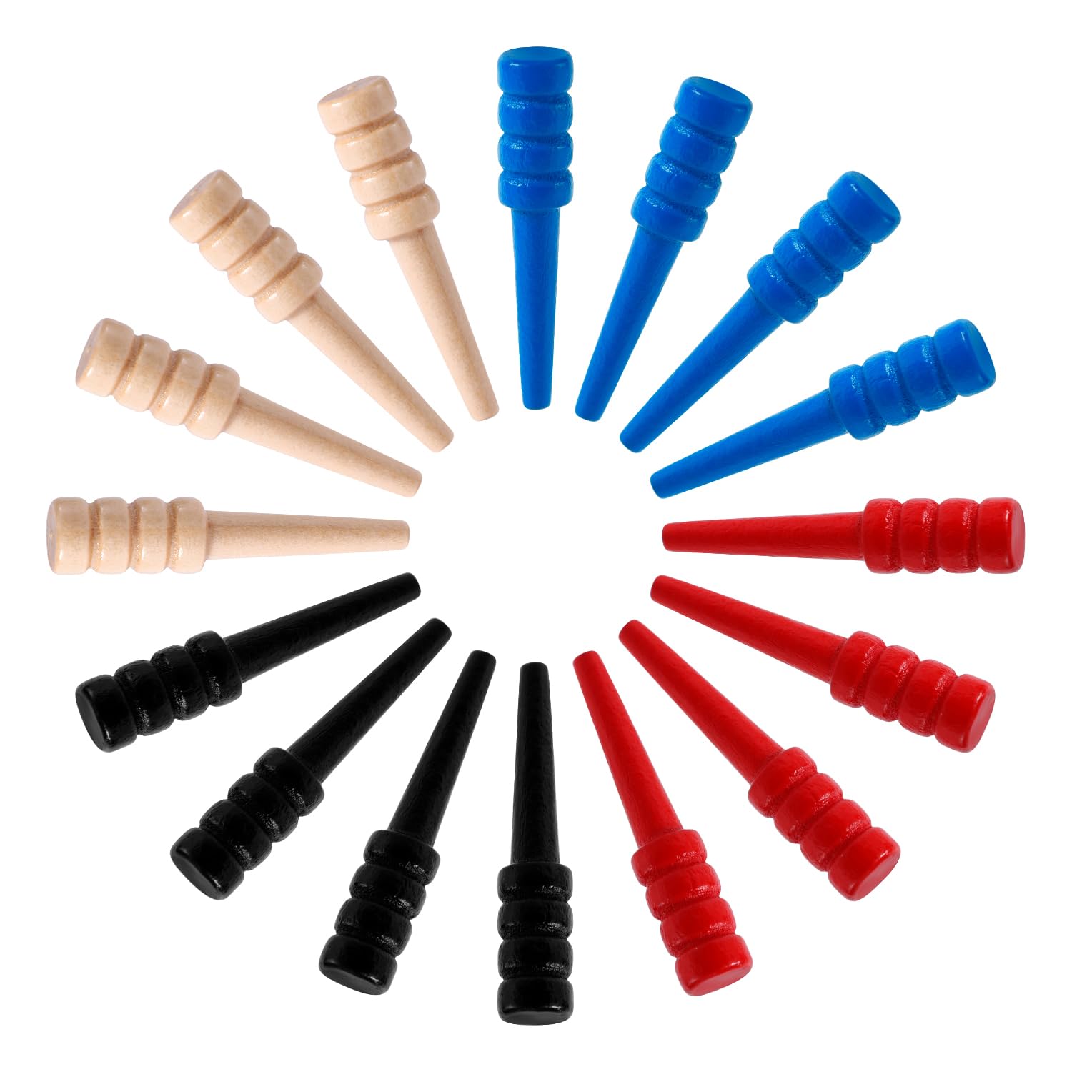 16pcs Cribbage Pegs, Wooden Cribbage Board Pegs Fit 1/8 Inch Holes Crib Pins Cribbage Accessories for Traditional Cribbage Board Game (Red, Black, Wood, Blue)