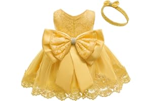 CMMCHAAH 0-6T Baby Girl Formal Dress Toddler Lace Embroideryr Dresses with Headwear