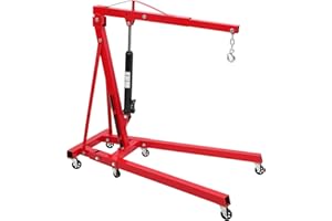 2 Ton Engine Hoist, 4400 lbs Folding Cherry Picker Hydraulic Engine Crane with Lever & 6 Casters, Heavy Duty Engine Lift for 