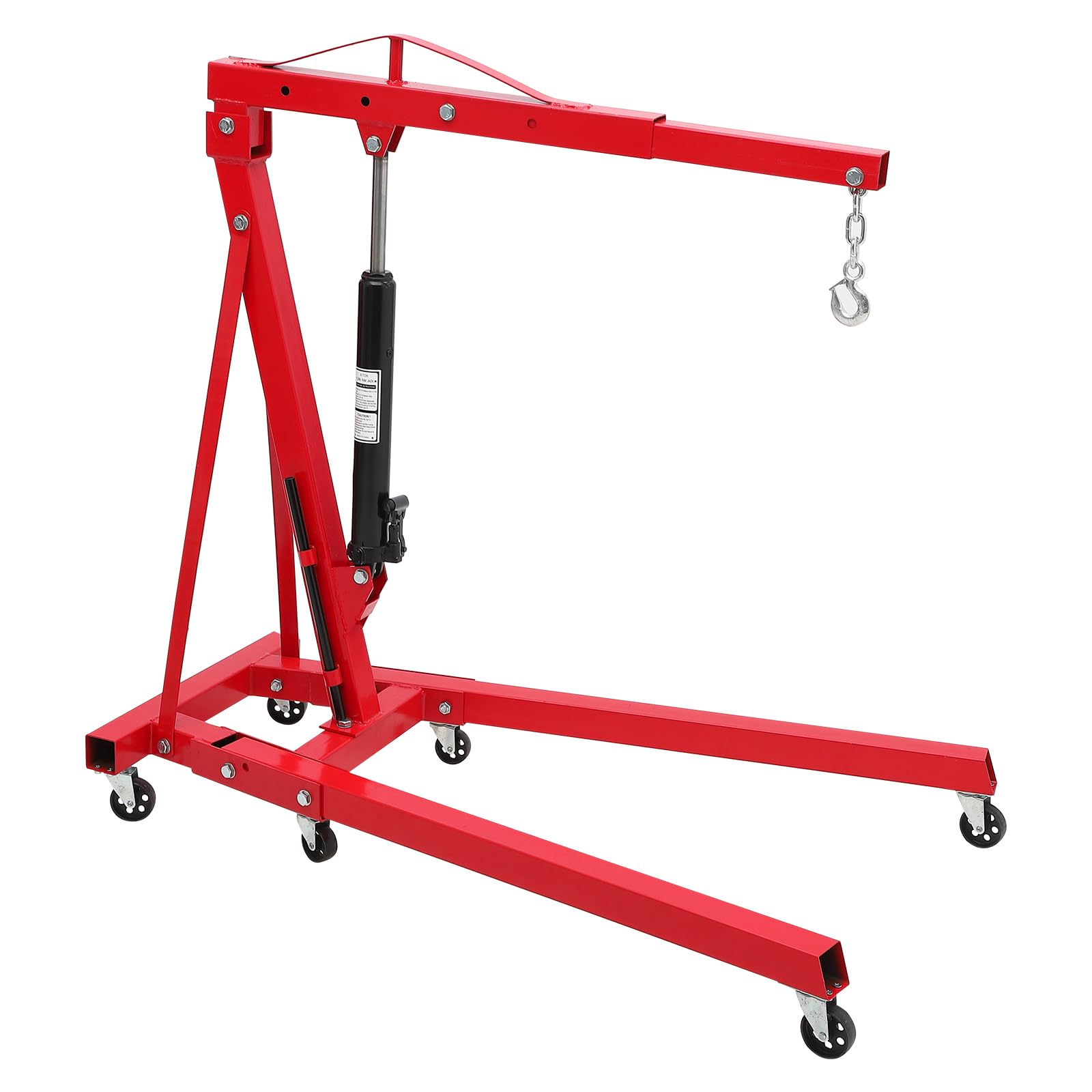 Photo 1 of GarveeTech Engine Hoist 2 Ton Folding Cherry Picker Shop Crane Hoist Lift, 4400 LBS Heavy Duty Hydraulic Engine Crane with Telescopic Boom & 6 Casters, Engine Hoist Lever for Engine Lifting Loading