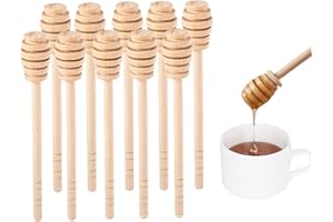 DESIOLE Wooden Honey Mixing Stirrer 10Pcs 6.3Inch Honey Dipper Sticks Honey Spoon