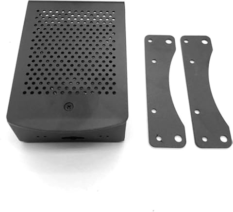 Sylvialuca Para Raspberry Pi 4B Caja de Aluminio Caja de Carcasa de Metal Negro con Ventilador Caja Negra para RPI 4 Modelo B RPI 4B