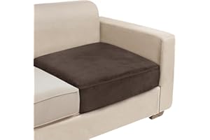 NAISI Couch Cushion Covers 1 Piece Velvet Stretch Sofa Seat Covers or Backrest Covers Soft Individual Couch Covers for Sectional Sofa(1 PC for Seat Cushion or Backrest,Brown)