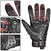 ILM Alloy Steel Leather Hard Knuckle Touchscreen Motorcycle Bicycle Motorbike Powersports Racing Gloves (L, (Leather) RED) Model 10CL