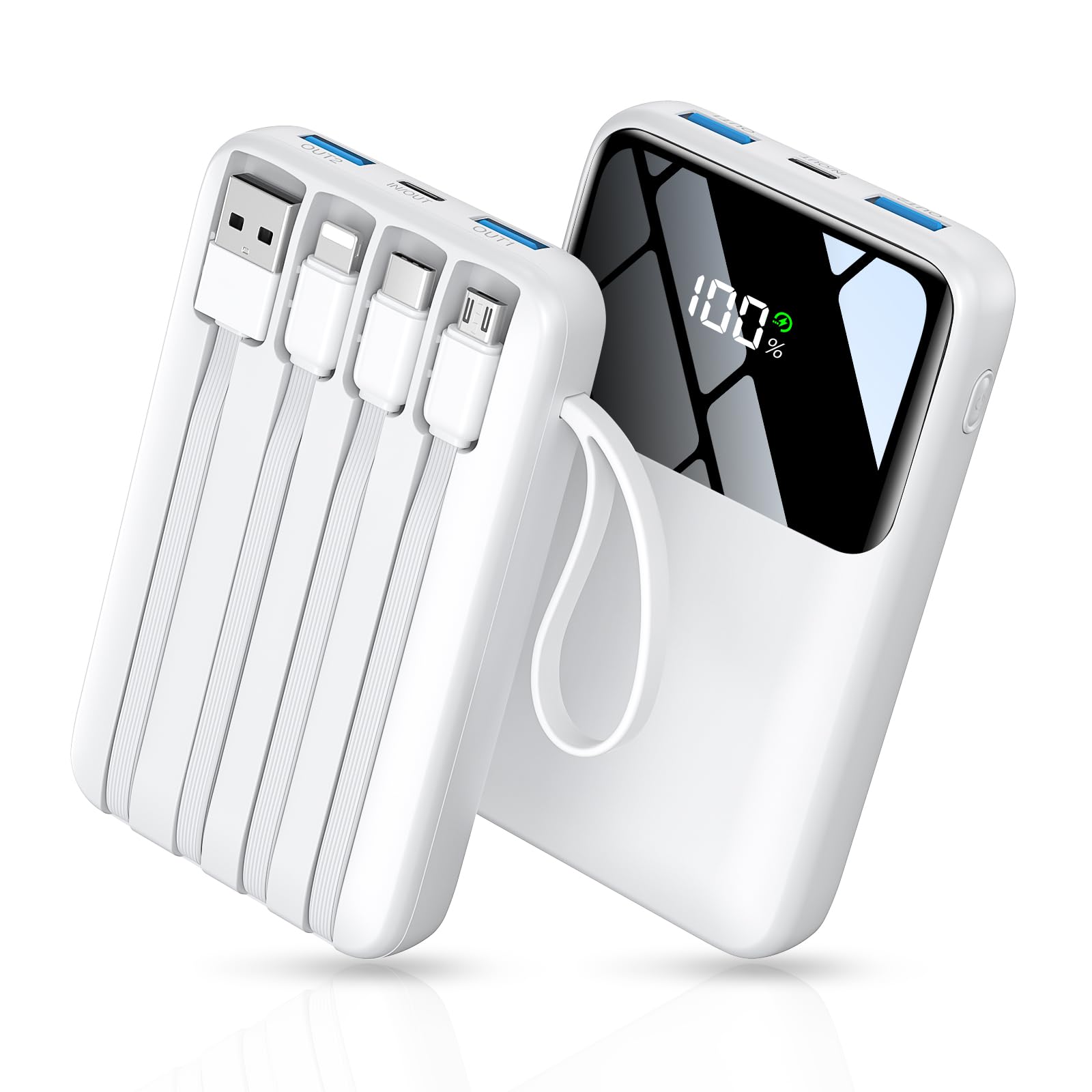 Photo 1 of Power Bank, 15000mAh Portable Charger with Built in Cable, 22.5W Fast Charging, 6 Outputs, Slim Travel Essential Battery Pack with LED Display, Compatible with iPhone 16/15/14/13, Samsung, iPad, etc