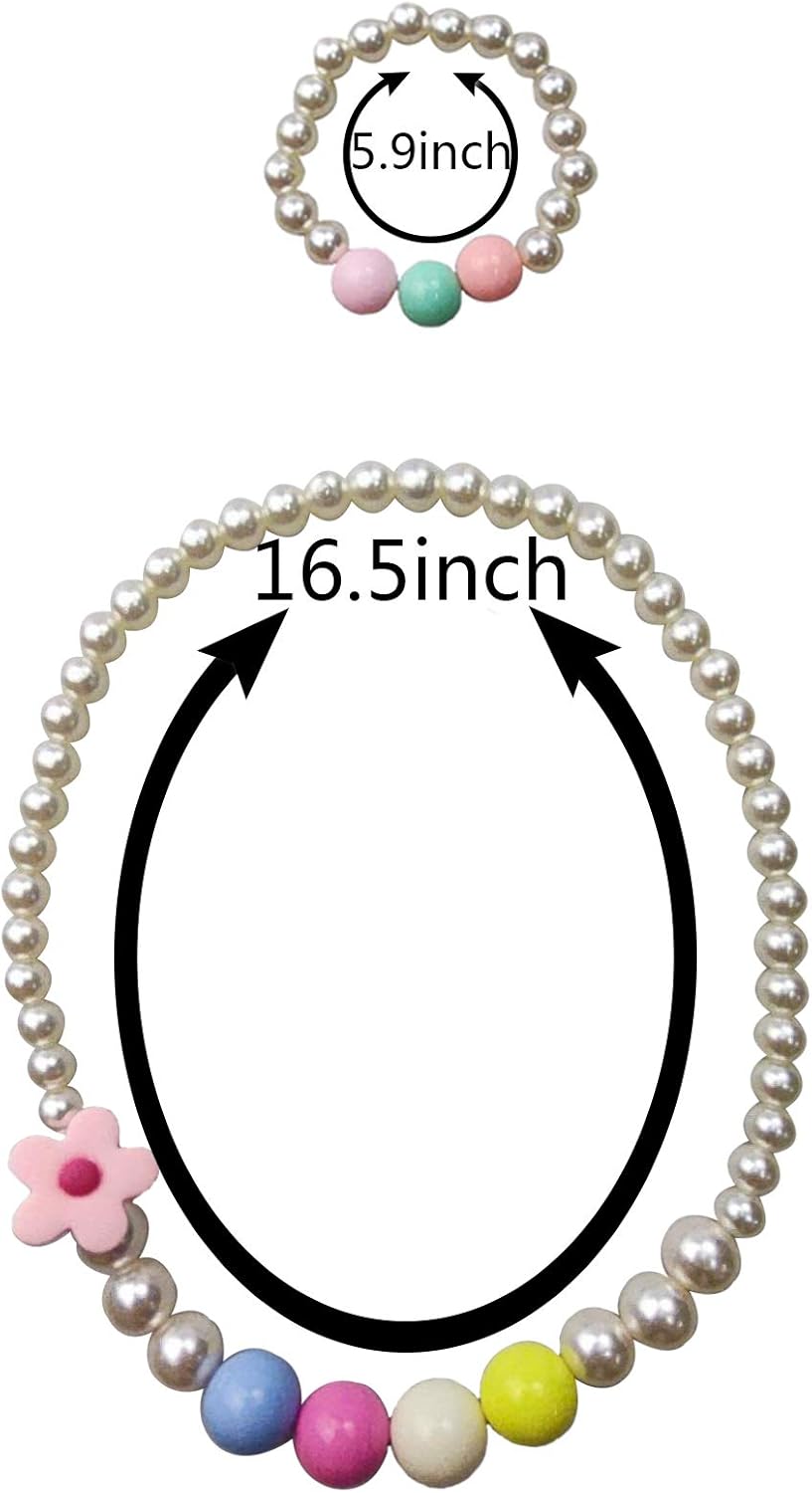 PPXMEEUDC 8 Sets Princess Necklace Bracelet Little Girl Necklace Bracelet Girls Play Jewelry Set for Dress Up Pretend Play Jewelry Kit Party Favors: Toys & Games