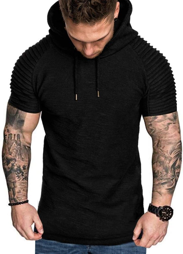 FORUU mens shirts Men's Hoodies, Foruu Tops Long- d T-Shirt Solid Hooded Blouse