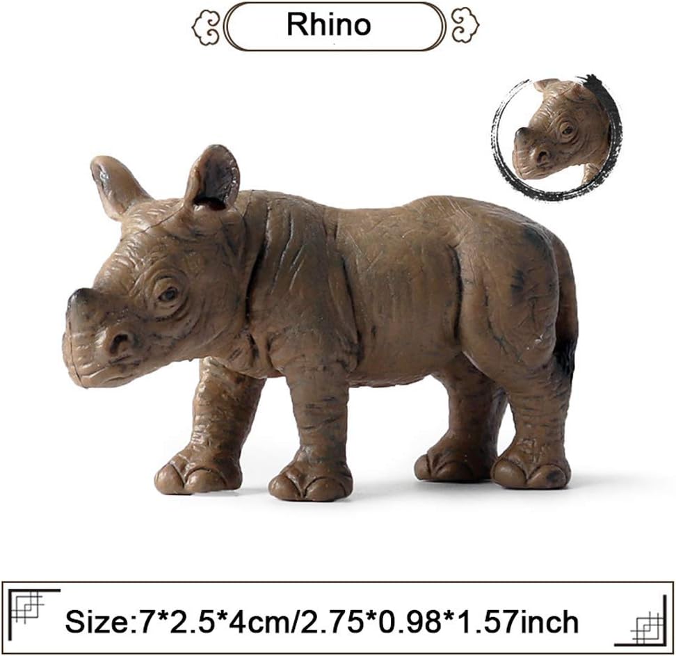 FLORMOON Animal Figures, 5pcs Realistic Hippo & Rhino Action Model, Plastic Wild Animal Learning Party Favors Toys - Image 5