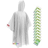 Hitituto Rain Ponchos Family Pack Kids– 6/12/24 Pack Disposable Poncho with Hood, Clear & Assorted Colors, Home Survival Kits